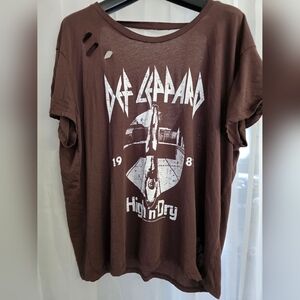 Torrid Def Leppard Brown Oversized Graphic T-Shirt